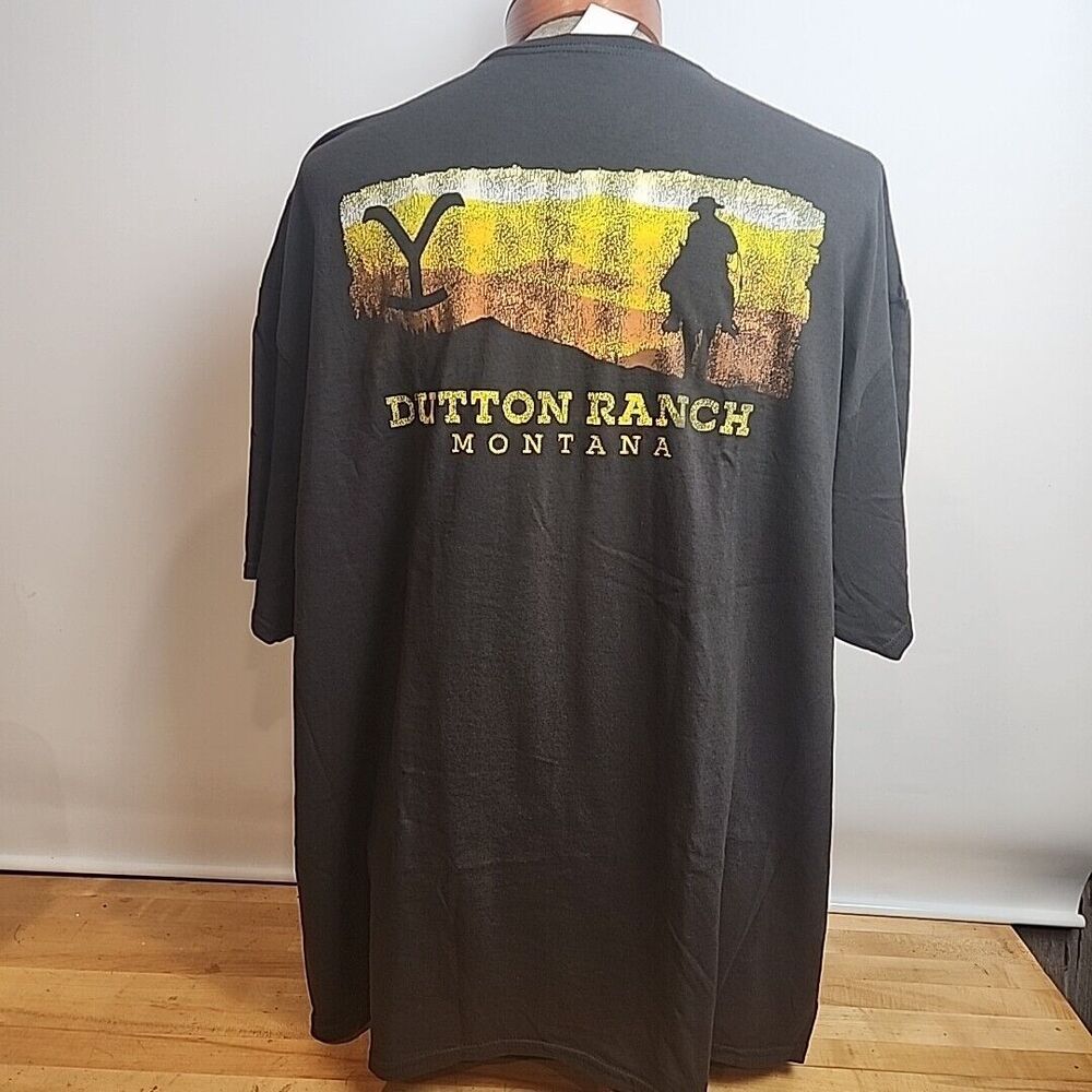 Yellowstone Dutton Ranch Sunset T-Shirt Mens Sz 3XL Black Gradient Montana TV